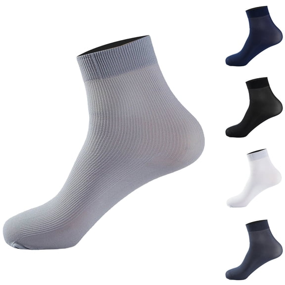 Men's Striped Ice Silk Socks Breathable Odor Resistant Summer Thin Dress Socks