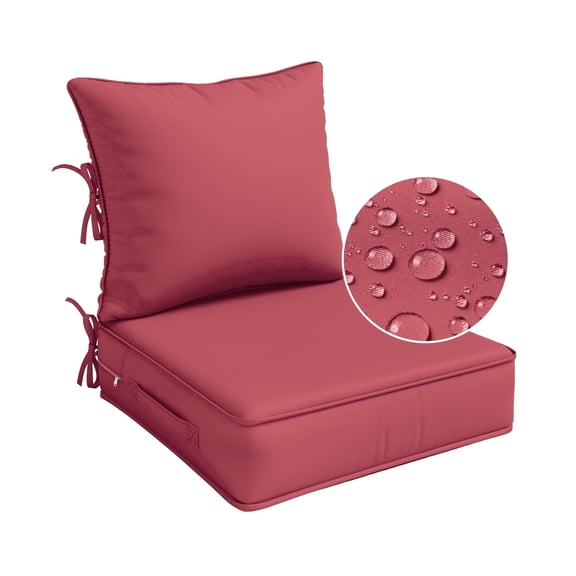 Pakunoda Outdoor Deep Seat Cushion Set for Patio Furniture, Water & Fade Resistant, 19" L X 19" W X 4" H, Fuchsia Red