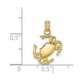 thumbnail image 2 of 14k Gold Crab Hanging From Right Leg Textured and 2-d Charm 16x12.8mm Wide 1mm Thick Pendant Necklace for Women, 2 of 2