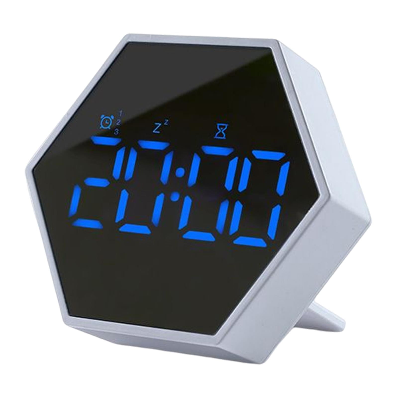 Clock LED Display Wall Clock Snooze Adjustable USB Battery Powered for