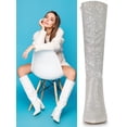 thumbnail image 2 of Unique Bargains Women's Pointy Toe Sparkle Glitter Stiletto Heel Knee High Boots, 2 of 6