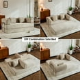 thumbnail image 6 of Kosynda Convertible Sleeper Sofa Bed with Cylindrical Pillow, Corduroy Folding Mattress Couch with Fixed-Shape Frame for Living Room Lounge, Beige, 6 of 7