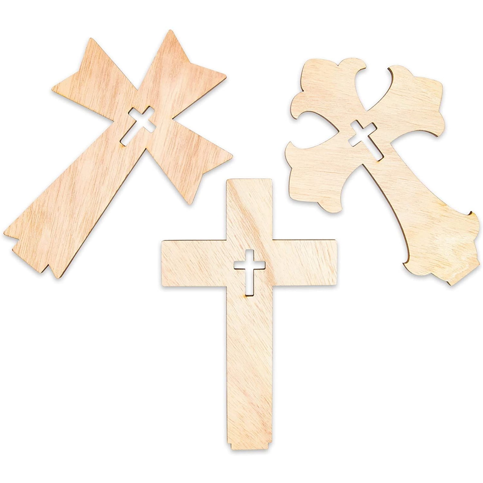 12 x Mini Wooden MDF mini crosses with or without holes craft shape blanks 