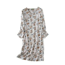 Women's Nightgown Sleepwear Short Sleeves Crewneck Shirt Casual Print Sleepdress