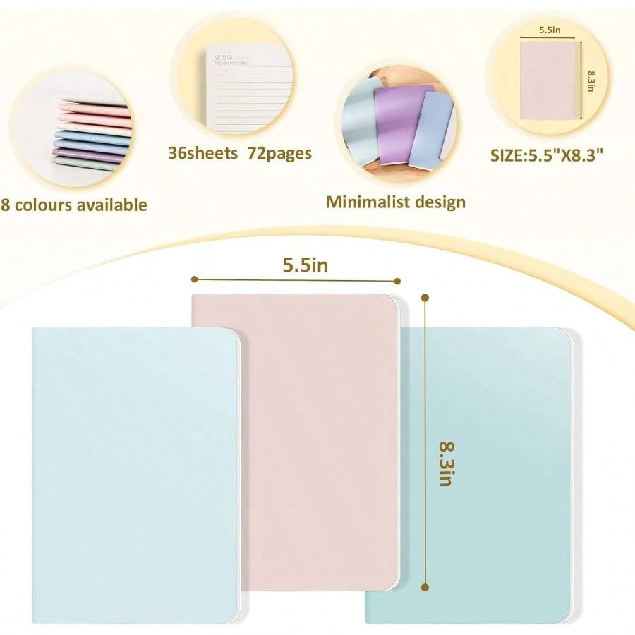 48 Pack Colorful Lined Notebooks Journals In Bulk 72 Pages 36 Sheets 8.3x5.5 Inch A5 Size Travel Writing Notebooks Journal For Office School Supplie Lined48pack 8 Colors