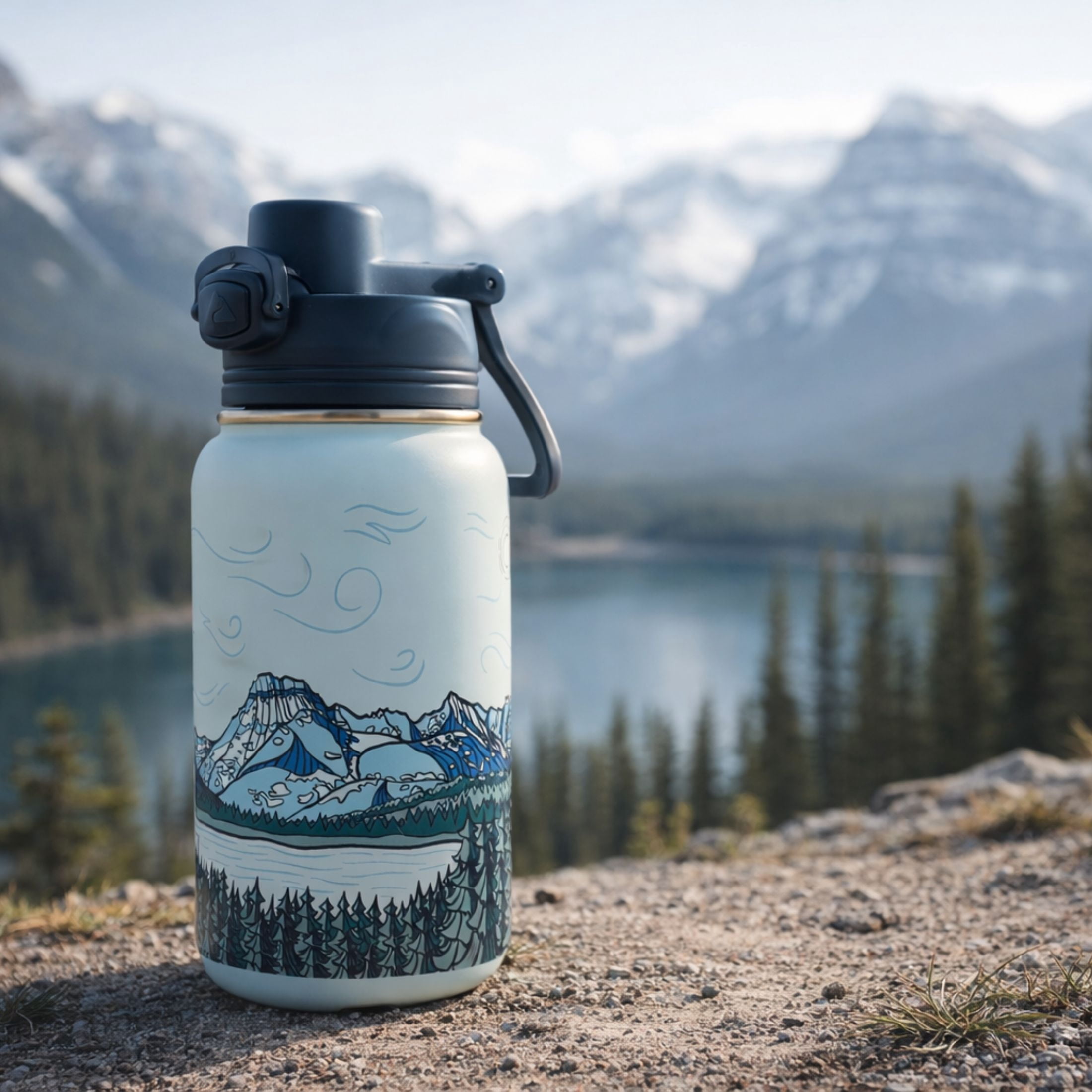 Ozark Trail 18 oz Stainless Steel Insulated Pop-Lid Water Bottle, Alpine Summit
