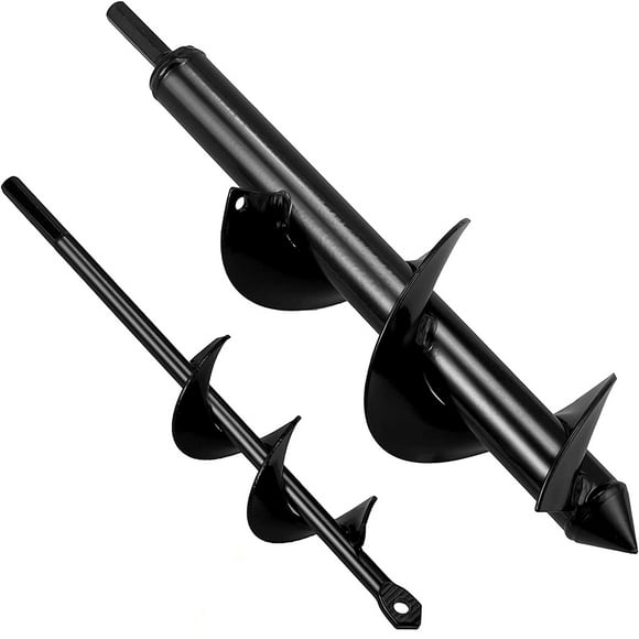 Garden Auger Spiral Drill 2 Pack Garden Auger 8 D x 30 L cm & 4 D x 22 L cm Earth Auger for Drill, Screw Conveyor Earth Auger Hand Spiral Drill Garden