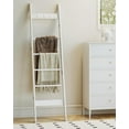 Blanket Ladder Shelf for Living Room, Decorative Wood Quilt Rack with 4