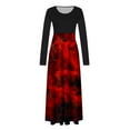 thumbnail image 5 of Qiopertar Vente de Liquidation Robe à Manches Longues Imprimée à Fermeture Éclair Col Rond Jupe Longue Offres de la Semaine Moins de 5$, 5 of 5