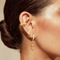 thumbnail image 3 of Leander Dainty Gold Dangle Earrings 14K Gold Plated Simple Cute Ankh Cross Hoop Huggie Earring Jewelry for Women, 3 of 6