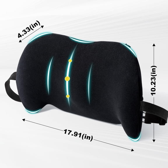 1 Pack Foam Lumbar Support Pillow for Car , Ergonomic Lower Back Cushion with Adjustable Strap for Office Chair, Wheelchair