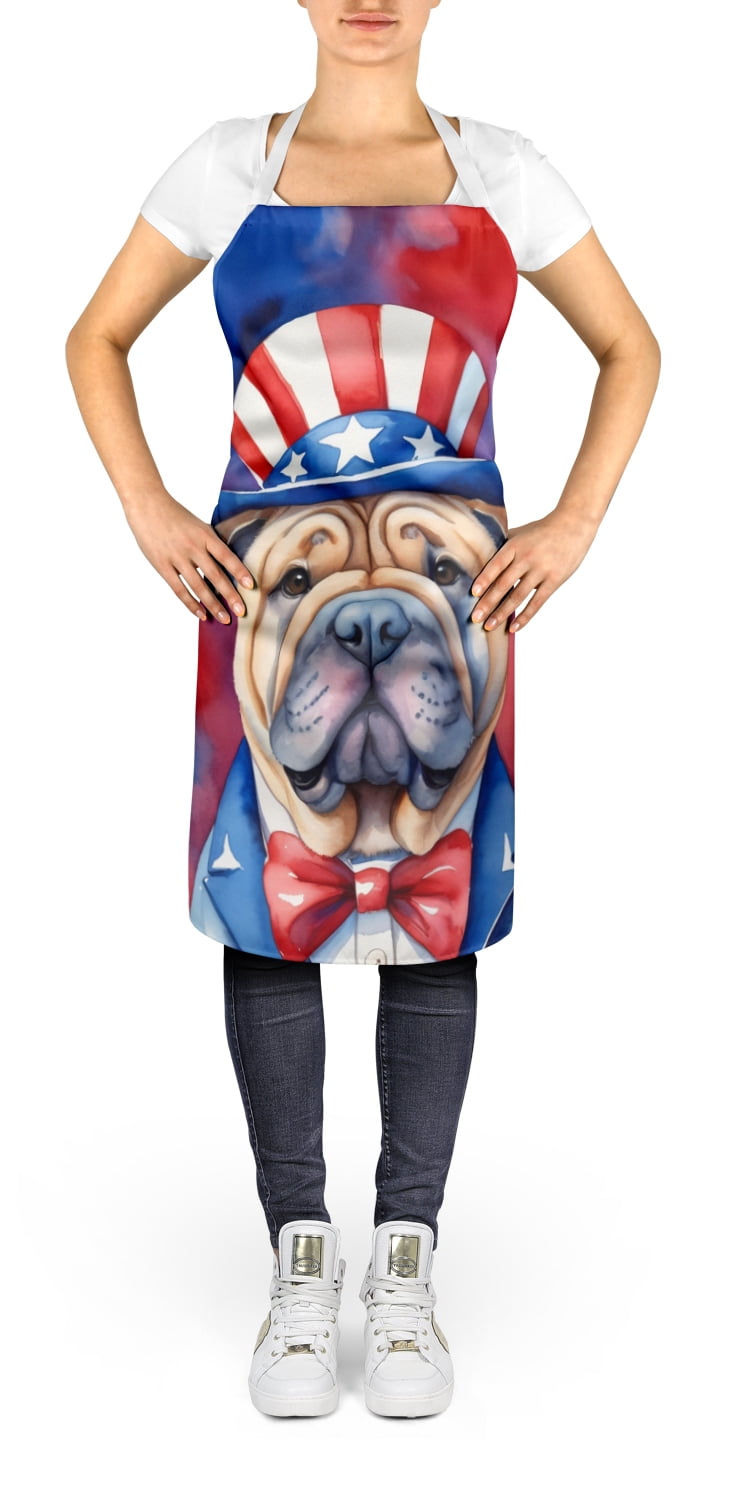 Shar Pei Patriotic American Apron 27 in x 30 in
