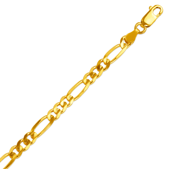 Jewelheart 14K Yellow Solid Gold Figaro Chain 4.65mm Thick Link Necklace For Men Women 22"