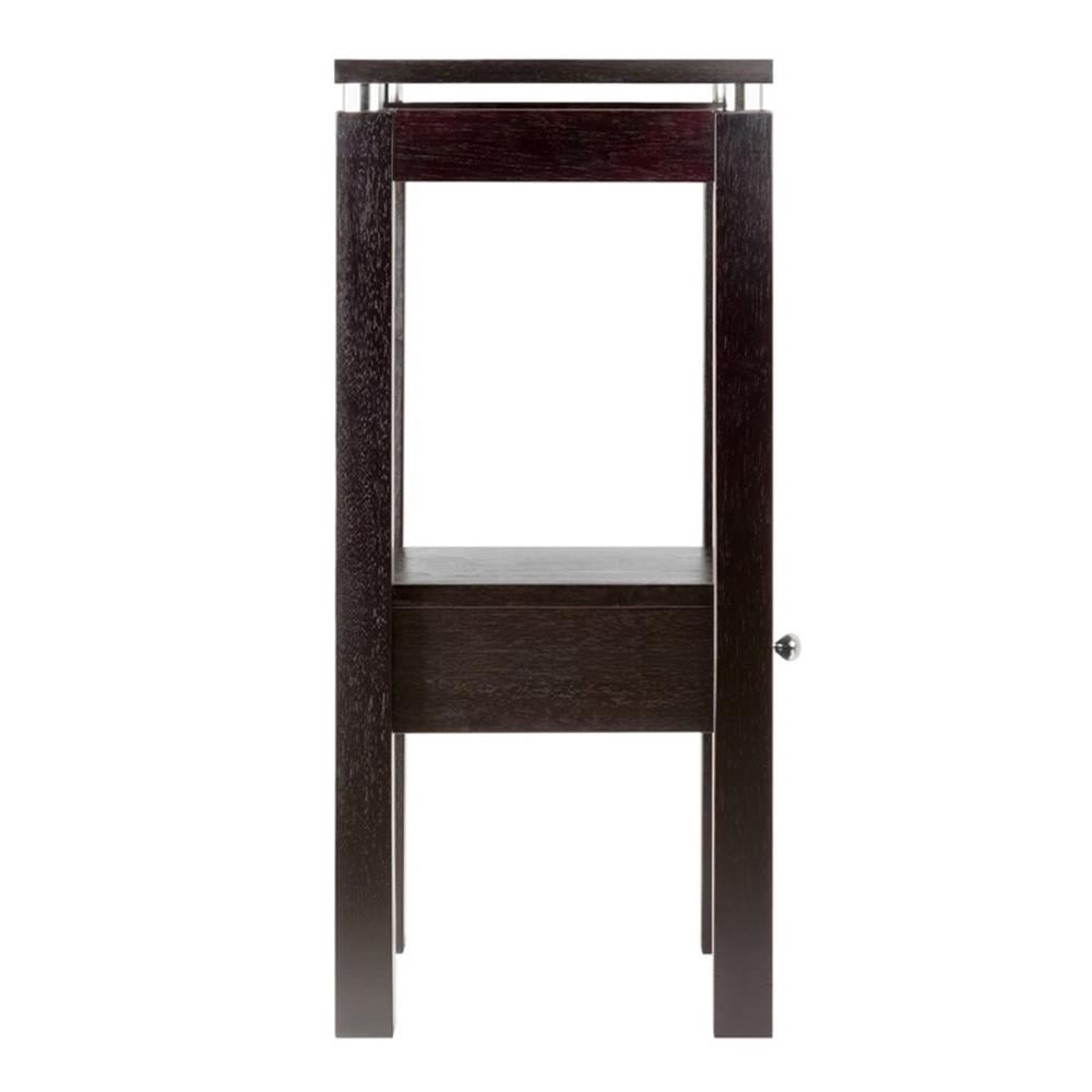 Winsome Linea Transitional Solid Wood End Table with Chrome Accents in Espresso