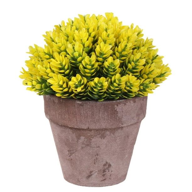 Maceta falsa Decoración de mesa de flores Flor artificial de plástico Bonsai Simulación de sala de estar Flor en maceta, Amarillo Inevent HA8892-02B