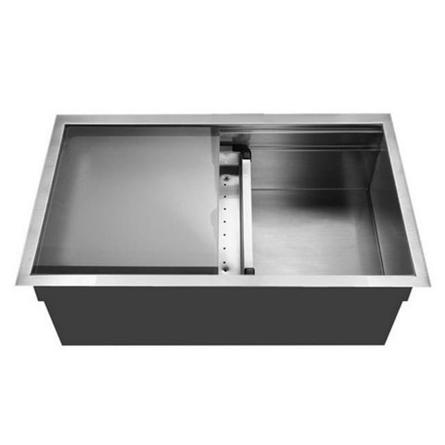 Novus Series Dual Level Undermount Stainless Steel Large Single Bowl Kitchen Sink with Sliding Platform