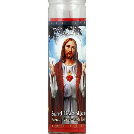 Heart Candle - St. Jude Candle Company Sacred Heart of Jesus Red Candle, (Pack of 12)
