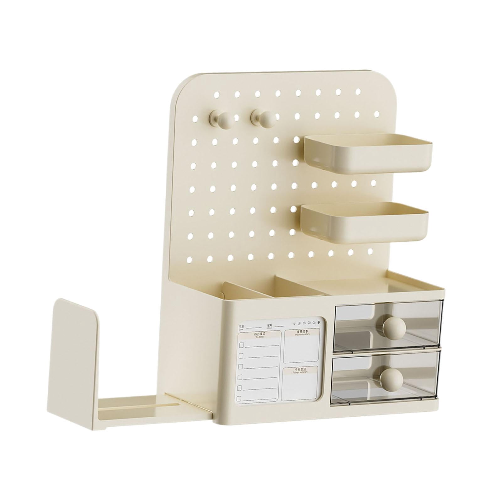 Fiocias Desk Organizer with Drawer Desk Organiser Accessories Supplies Creative Pegboard Yellow
