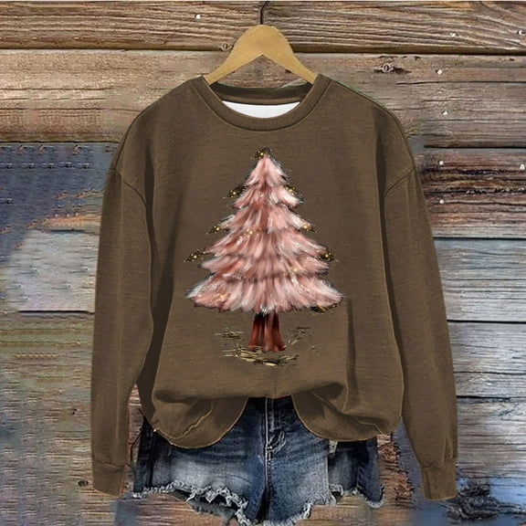 up to 60% off Gifts up to 60% off Gifts Wycnly Christmas Sweatshirt Christmas Sweater for Women Plus Size Long Sleeve Crewneck Sweatshirt Tops Ladies Fashion Christmas Tree Graphics Pullover Shirts