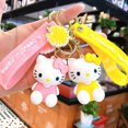 thumbnail image 3 of Llavero personalizado de Hello Kitty con dibujos animados 3D, con correa para la muñeca, accesorios para coche, bolsa, adorno, muñeca, Llaveros dorados de PVC, regalo, 3 of 4
