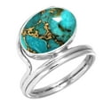 thumbnail image 1 of 925 Sterling Silver Ring Copper Blue Turquoise Handmade Jewelry, 1 of 6