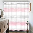 thumbnail image 4 of Abstract Striped Shower Curtain Modern Aesthetic Minimalist Geometric Simple Neutral Watercolor Painting Fabric Waterproof Polyester 12 Pack Hooks Pink Grey 72Wx72H Inches Bathroom Decor, 4 of 6