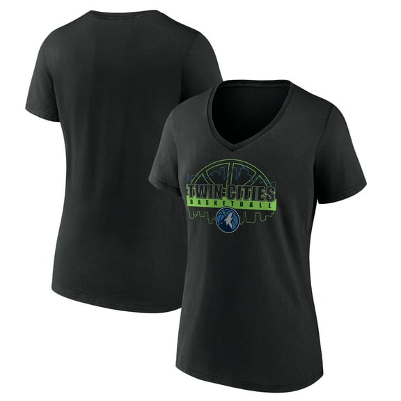 Women's  Black Minnesota Timberwolves Core Hometown Launch V-Neck T-Shirt