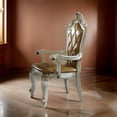 thumbnail image 5 of Benzara Wood & Leather Dining Chair with Armrests in White and Brown (Set of 2), 5 of 5