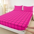 thumbnail image 3 of Homewish 3-Piece Vintage Plaid Sheet Set, Twin - Hot Pink Abstract Stripes, 3 of 7