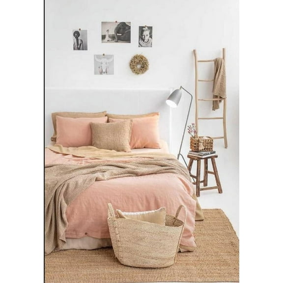Pavish Export Cotton Duvet Cover in Peach 1 duvet cover 2 Pillow Softened Cotton Peach comforter cover Quilt cover Coconut buttons Twin