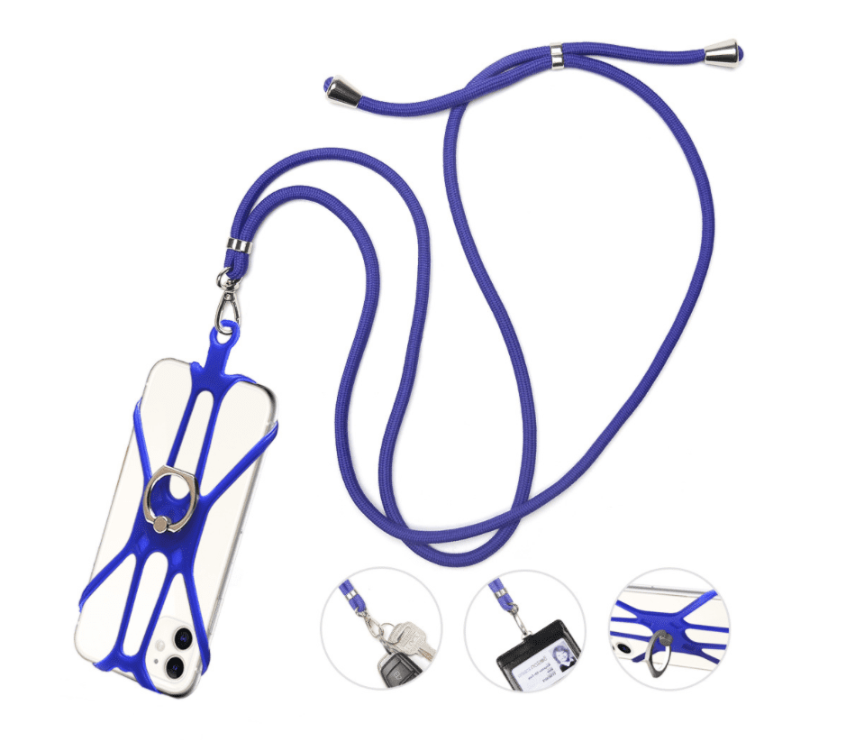Universal Phone Lanyard Holder and Ring Grip, Silicone Cell Phone Lanyard Neck Strap and Phone