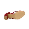 thumbnail image 5 of BLISSFUL STEP Women's Open Toe Crisscross Lace Up Block Heel Sandals Red 7, 5 of 8