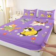 thumbnail image 5 of Manfei Floral Kitten Queen Sheets, Garden Cat Animal Queen Sheet Sets, Lavender Purple, 4 Pieces, 1 Flat Sheet, 1 Fitted Sheet and 2 Pillowcases, 5 of 6