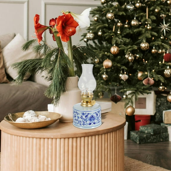 Masteelf Chamber Oil Lamp Kerosene Lamp Lantern Vintage Oil Lantern Decorative Clear Lamp for Home Indoor Use