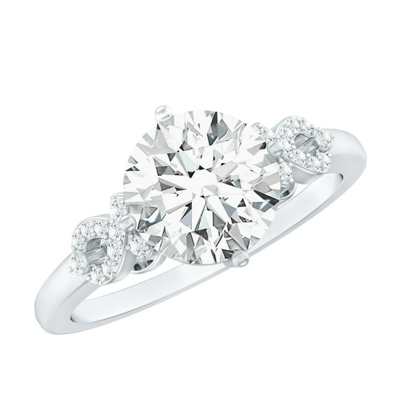 Rosec Jewels Lab Grown Diamond Solitaire Engagement Ring 2 Carat - 8 mm - EF-VS Grade Certified, 925 Sterling Silver, US 4.00