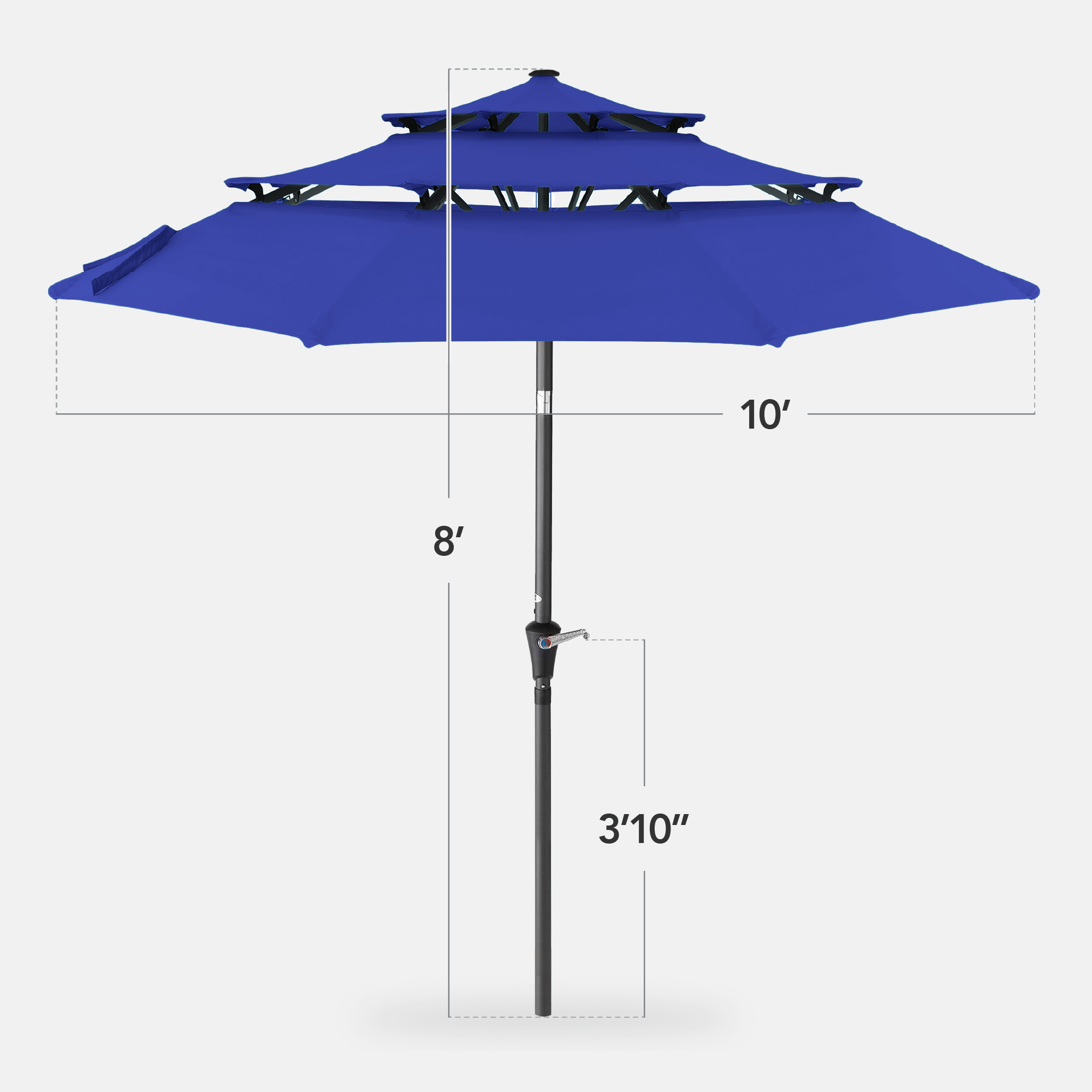 Best Choice Products 10ft 3-Tier Market Umbrella, Resort Blue photo 2