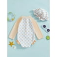 thumbnail image 4 of Suealasg Baby Girls One Piece Swimsuit 3M 6M 12M 18M 24M Long Sleeve Checkered Print Rash Guard Swimwear Sun Hat Infant Summer Bathing Suit Beachwear, 4 of 7