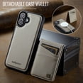 thumbnail image 5 of Allytechgroup 2 In 1 Wallet Case for iPhone 16, PU Leather Magnetic Case with Detachable Cards Holder Support Wireless Charging Full Body Protector Cover for iPhone 16, Gray, 5 of 11