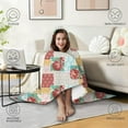 thumbnail image 4 of Wearable Blanket,Pioneer Flower Floral Print Pattern Hooded Wearable Flannel Blanket for Adults & Teens with Buckle,Winter Poncho Shawl Wrap Cape,50"x60", 4 of 5