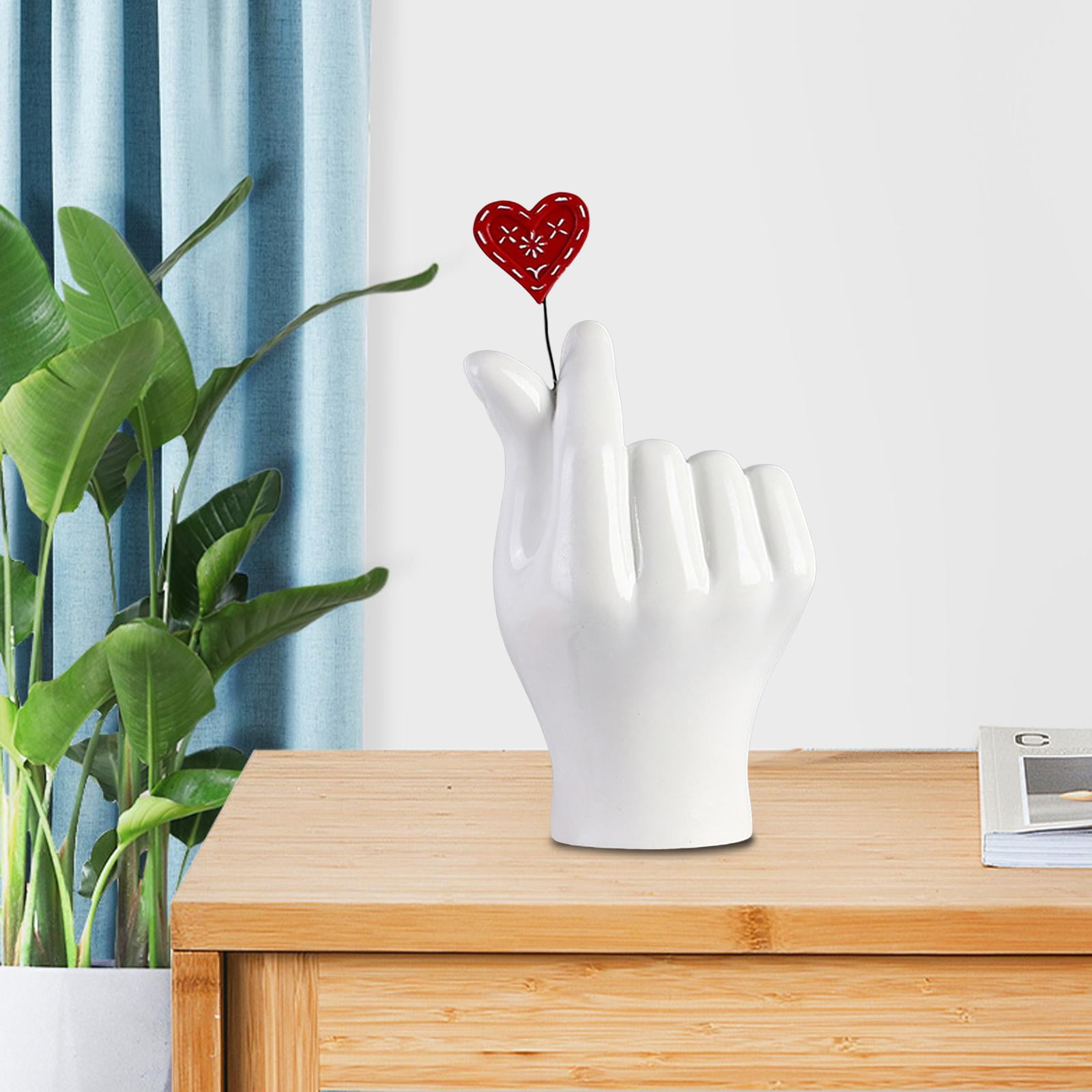 Moukkey Heart Hands Sculpture - Heart Shape Finger Gesture Sculpture Decor,  Couple Statue Resin Living Room Ornament Wedding Ornament