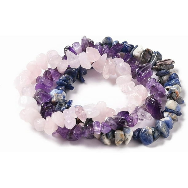 1 juego de pulseras de cuentas de piedras mixtas, pulseras elásticas de piedras mixtas naturales, pulseras apilables, pulsera elástica de cuentas, juego de pulseras multicapa