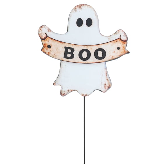 Metal Ghost Yard Stake Decoration, Black and White, 18", Halloween by Way To Celebrate
