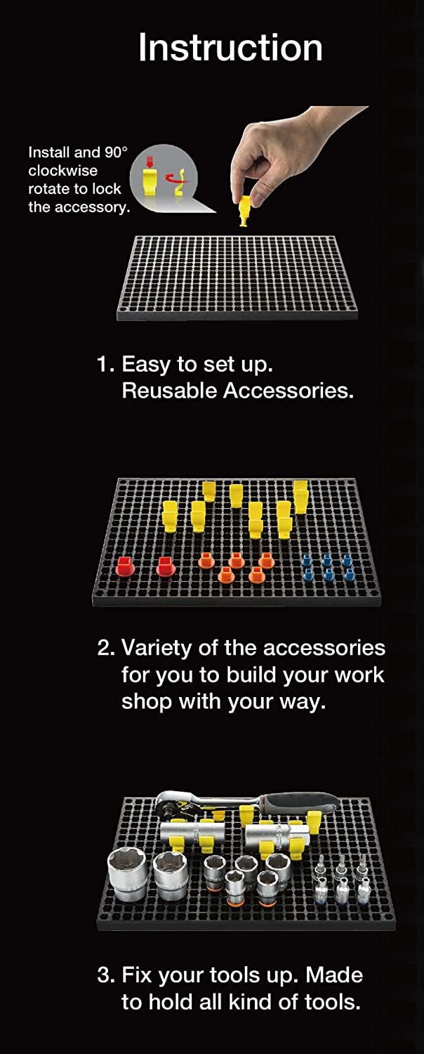 Free Zone 4-Piece Large Pegboard Set (Black)