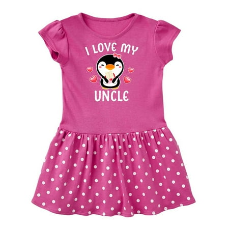 

Inktastic I Love My Uncle with Cute Penguin and Hearts Gift Baby Girl Dress