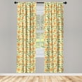 thumbnail image 3 of Ambesonne Sunflower Curtains, Patchwork Style Art, Pair of 28"x95", Olive Green Orange, 3 of 5