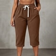 thumbnail image 5 of Dzrciro Capri Pants for Women, Drawstring Elastic High Waist Corduroy Pants with Side Pockets, Casual Relaxed Fit Daily Bottoms S‑2XL, 5 of 10
