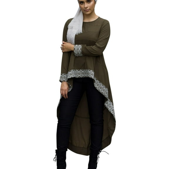 Verona Collection Womens Laila High-Low Pullover Blouse, Green, Large