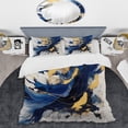 thumbnail image 2 of Designart "Strokes in Dark Blue and Gold V" Fractals Bedding Covert Set - Abstract Blue Modern Bed Set With 2 Shams, 2 of 6