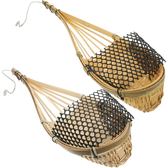 WEUVEB 2 Pcs Orchid Hanging Pots Woven Flower Baskets for Home Decor, Garden, Indoor Outdoor Use, Assorted Colors