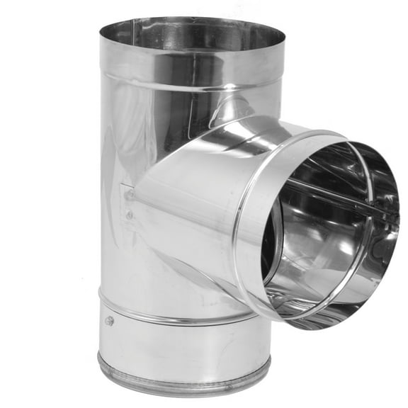 M&G DuraVent 115029 8 in. DuraBlack Tee with Clean Out Cap - Stainless Steel